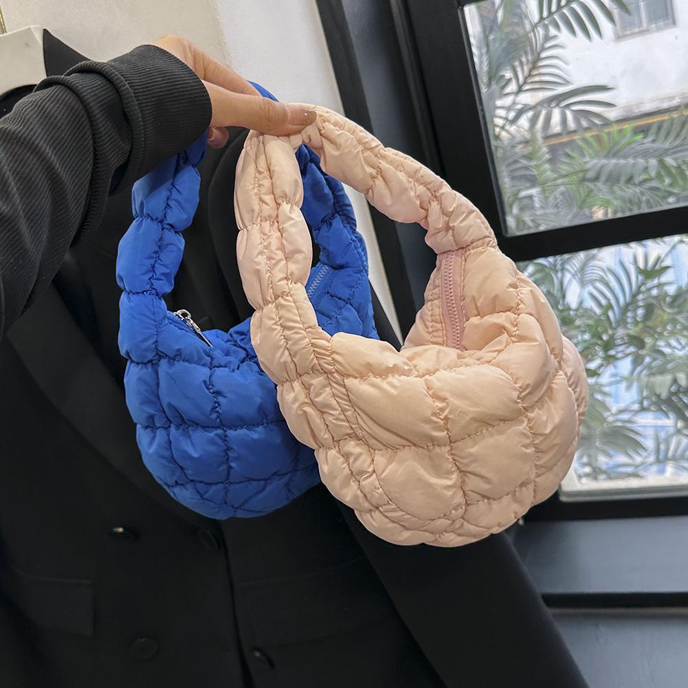 Mini-Plissee-Taschen mit Wolkenmuster für Damen, lässige, gesteppte Handtasche, gepolsterter Griff aus Nylon, luxuriöse, weiche, bauschige Tasche, Designer-Unterarmtasche