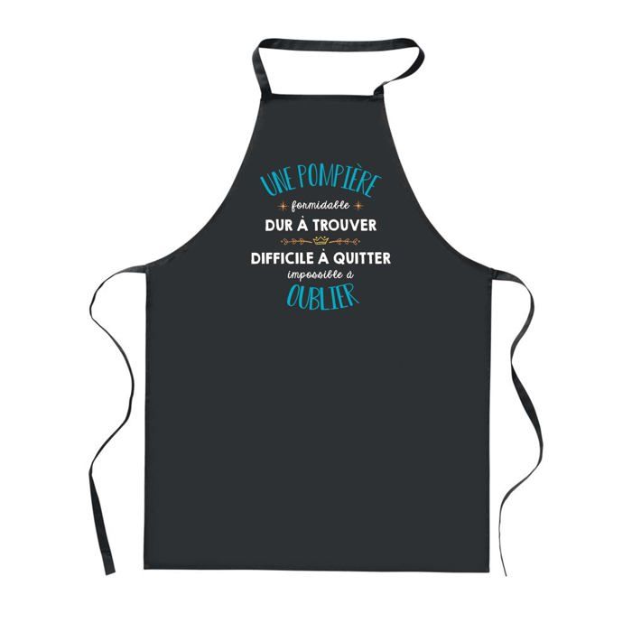 Tablier de cuisine - Une Pompière Formidable - Noir - Coton épais - Impression bretonne