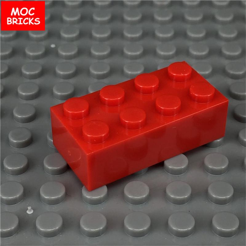 

100 шт./лот Детали MOC Разноцветные белый красный черный Кирпичик 2x4 3001 Городские строительные блоки игрушки подарок для детей красный