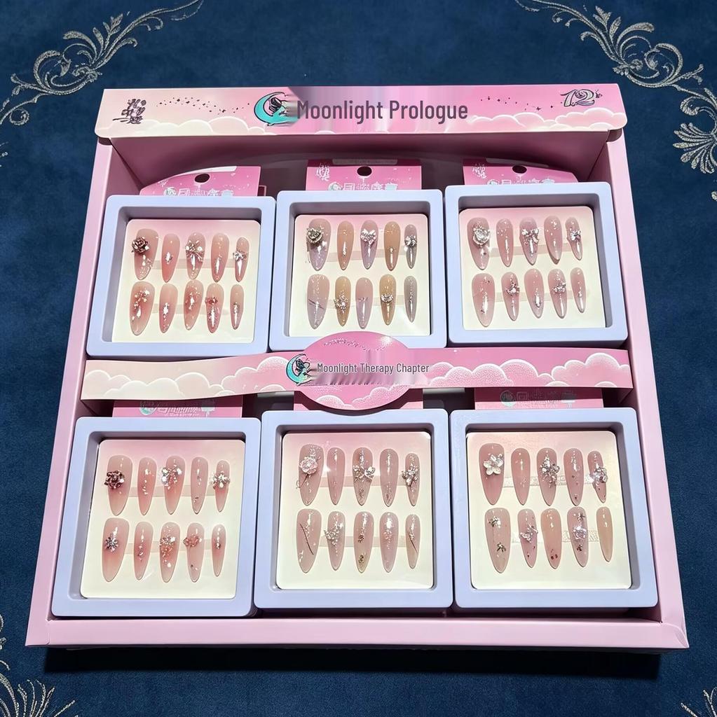 Handmade Cat Eye Zirconia Diamond Nail Tips - High-End Light Luxury Whitening Manicure Stickers
