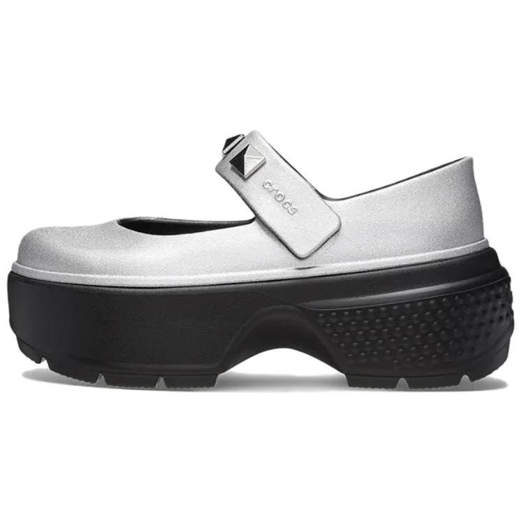 Crocs Fashionable Comfortable Simple Thick Sole Mary Jane Shoes Women Shoes Silver 210437-040