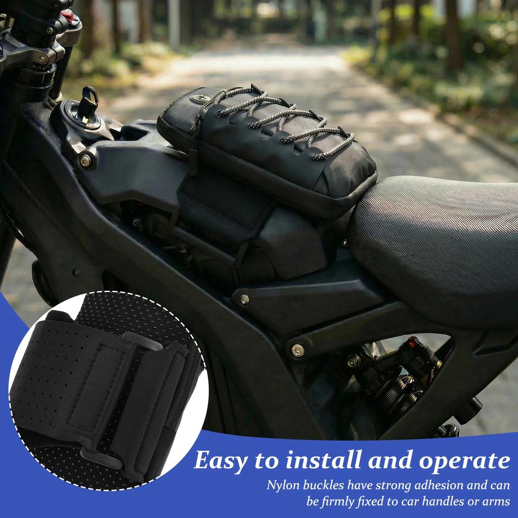 Motorcycle Handlebar Storage Bag Nylon Waterproof Battery Frame Bag with Earphone Hole Portable Phone Bag E-bike Accessories