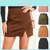Girl Fashion Suede Mini Skirt With Zipper For Winter Casual Style