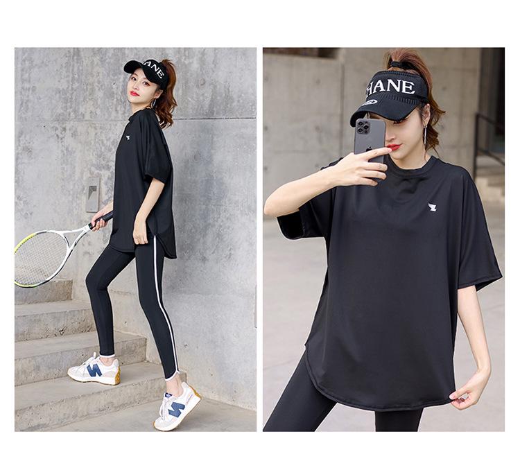 Women's Plus Size Yoga Set: Loose Short Sleeve T-Shirt & Gym Shorts