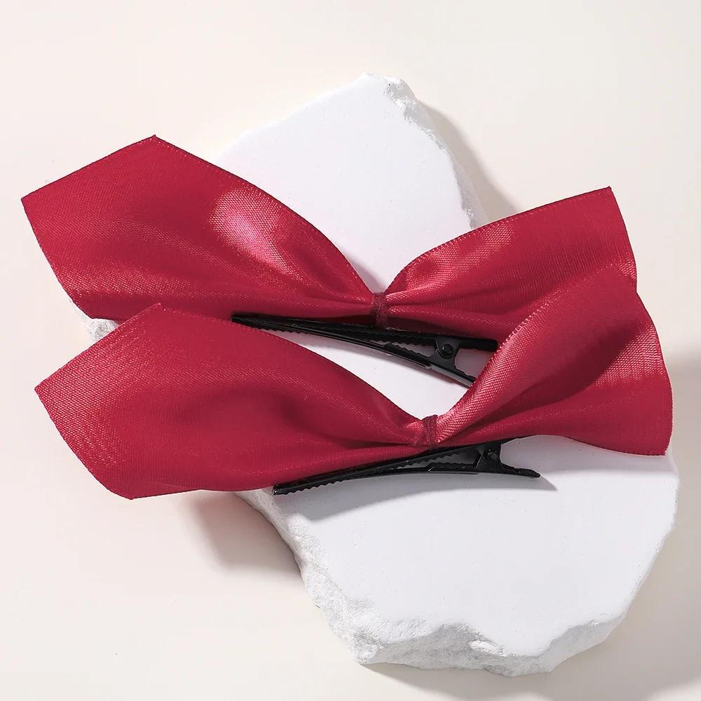 

2 шт. черно-белые ленточные банты для волос заколки винтажный бант сбоку шпилька милые заколки для девочек головной убор аксессуары для волос для женщин