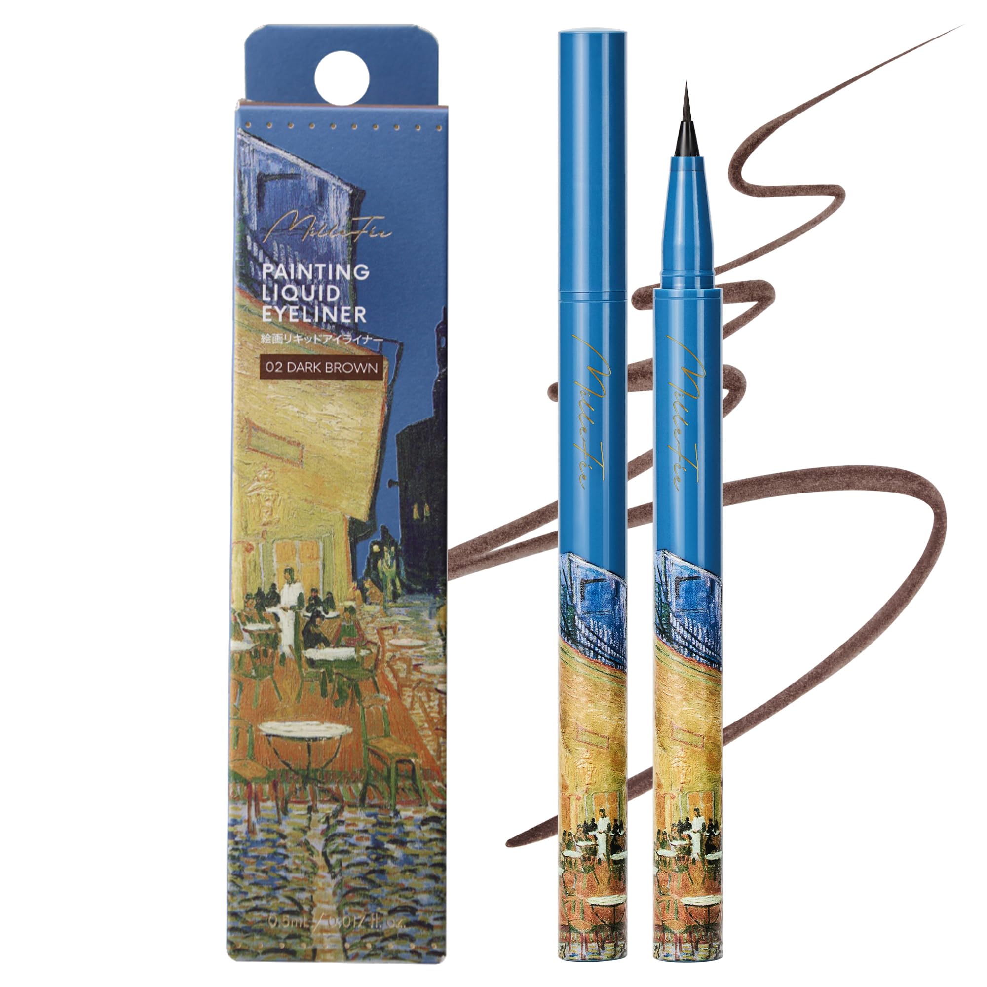 MilleFee Painting Liquid Eyeliner (02 Dark Brown) Liquid, Smudge-proof, Waterproof, Ultra-fine Liner