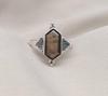 Smoky Quartz Sterling Silver Ring: Hexagon Gemstone, Boho Jewelry