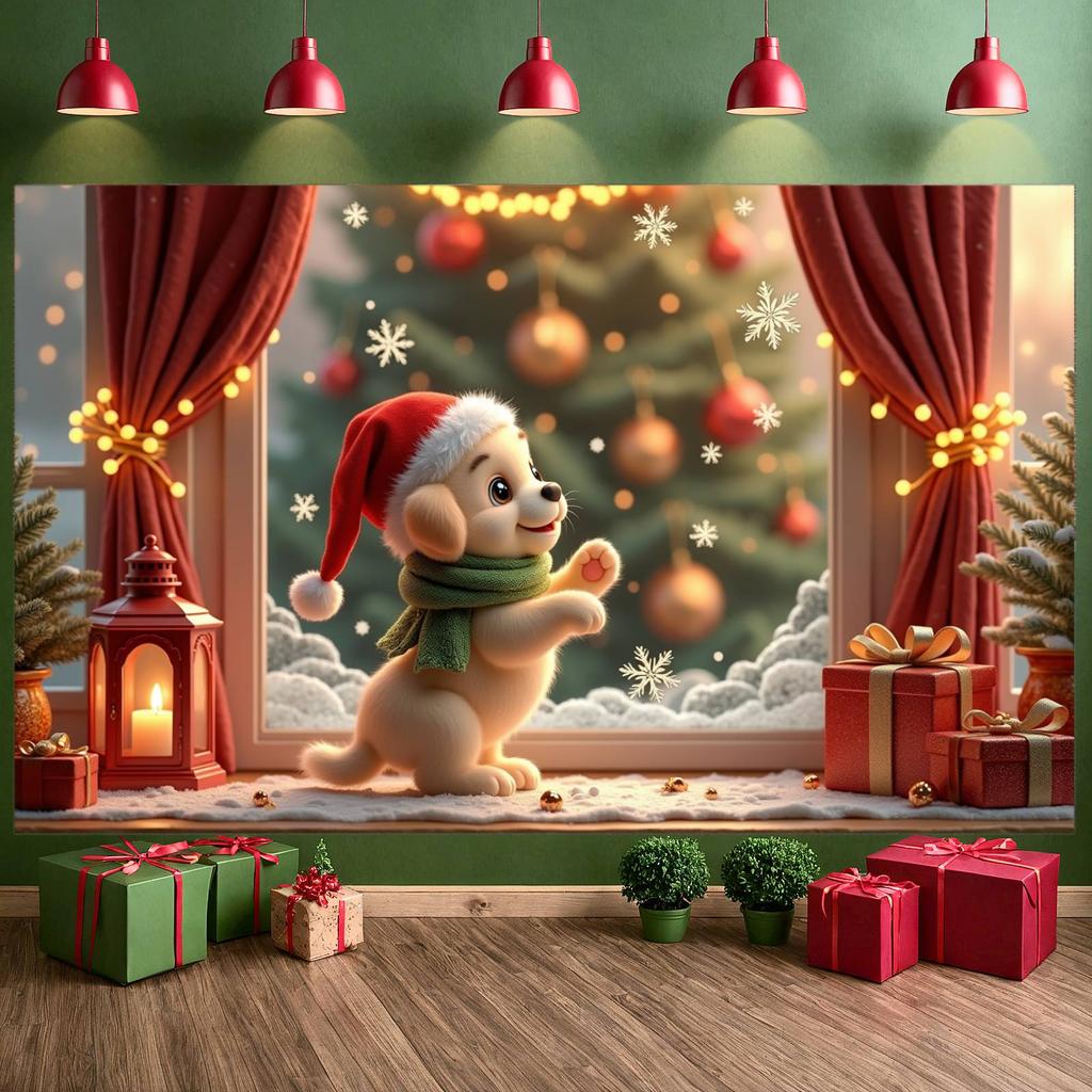 Christmas Banner Gift Box Pattern Christmas Party Banner Pet Christmas Banner Pet Theme For Home Decoration Holiday Celebration