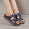 Dámské jednoduché klínkové sandály, letní sandály s ležérním výřezovým designem, pohodlné nazouvací platformové boty