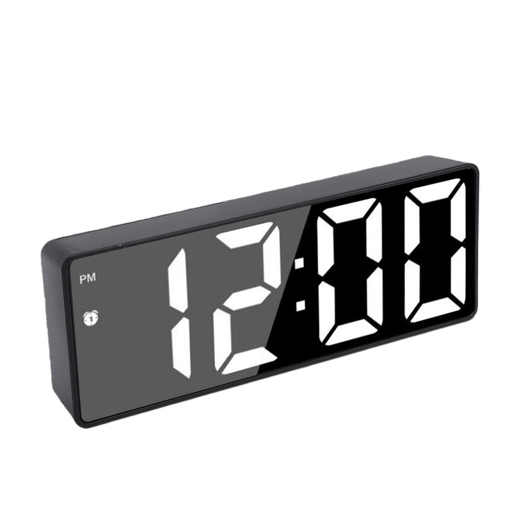 LED Mirror Alarm Clock Smart Digital Clock with Voice Control Multifunction Large Display Silent Movement