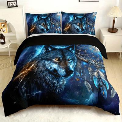 3-delige Beddengoedset Bosdier Donkere Wolf 3D Print Zacht Comfortabel Dekbedovertrek King Queen Twin Enkele Maat Verjaardagscadeau voor Jongens
