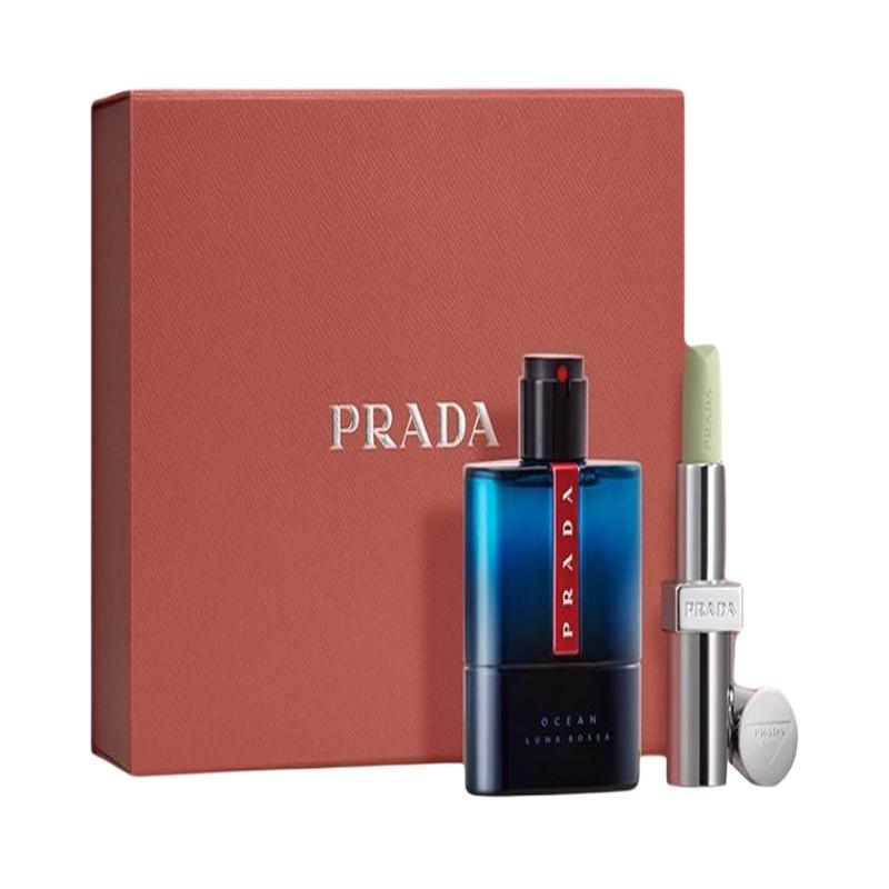 Prada New Year s Limited Edition Deep Sea Blue Lip Balm Men s Perfume Set Perfume EDT 3.8g+50ml