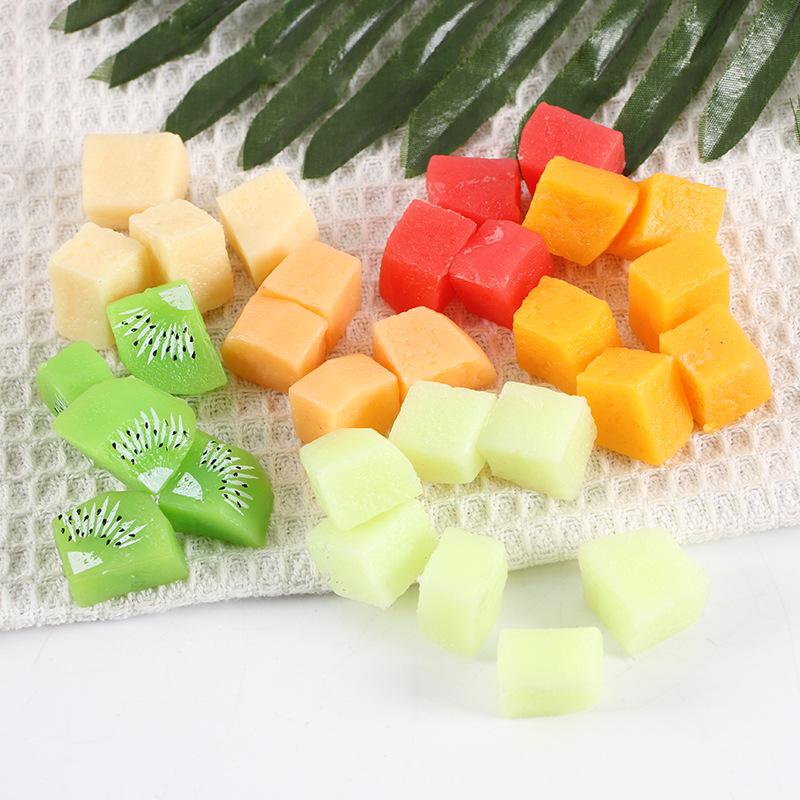Mini Fruit Salad DIY Edible Toy: Mango, Pitaya, Kiwi Slices Simulation Cubes.