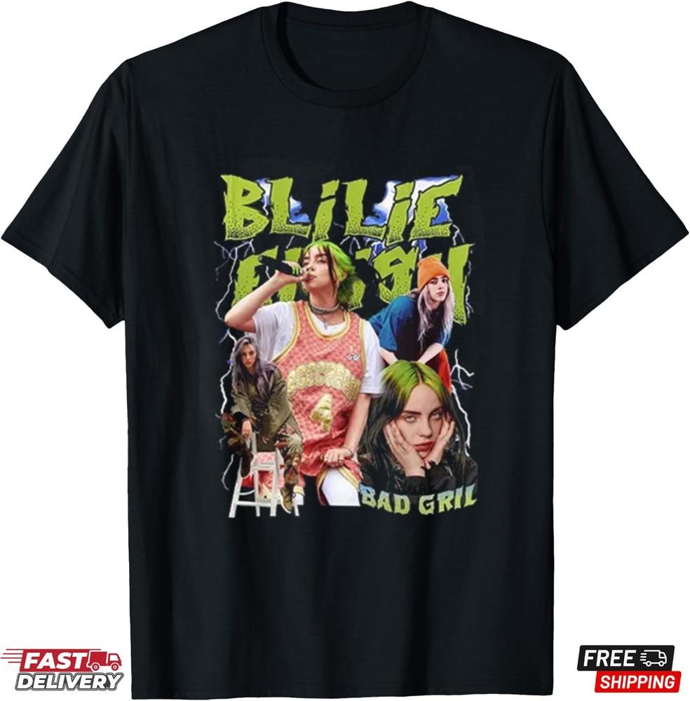 

Футболка Billie Eilish Music Tour Q27 Семейный Фан Billie Футболка Подарок для Фанатов Унисекс Футболка XXL