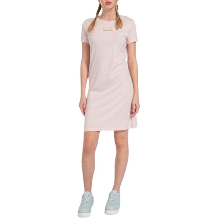 Emporio Armani EA7 SS24 Solid Logo Print Round Neck Short Sleeve Dress Women dresses Light-Pink 3DTA52-TJDQZ-1422