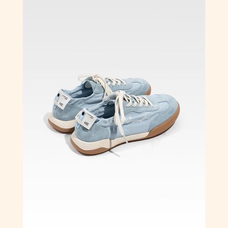 Leather ballet series new women's casual retro sports inner height-increasing white shoes