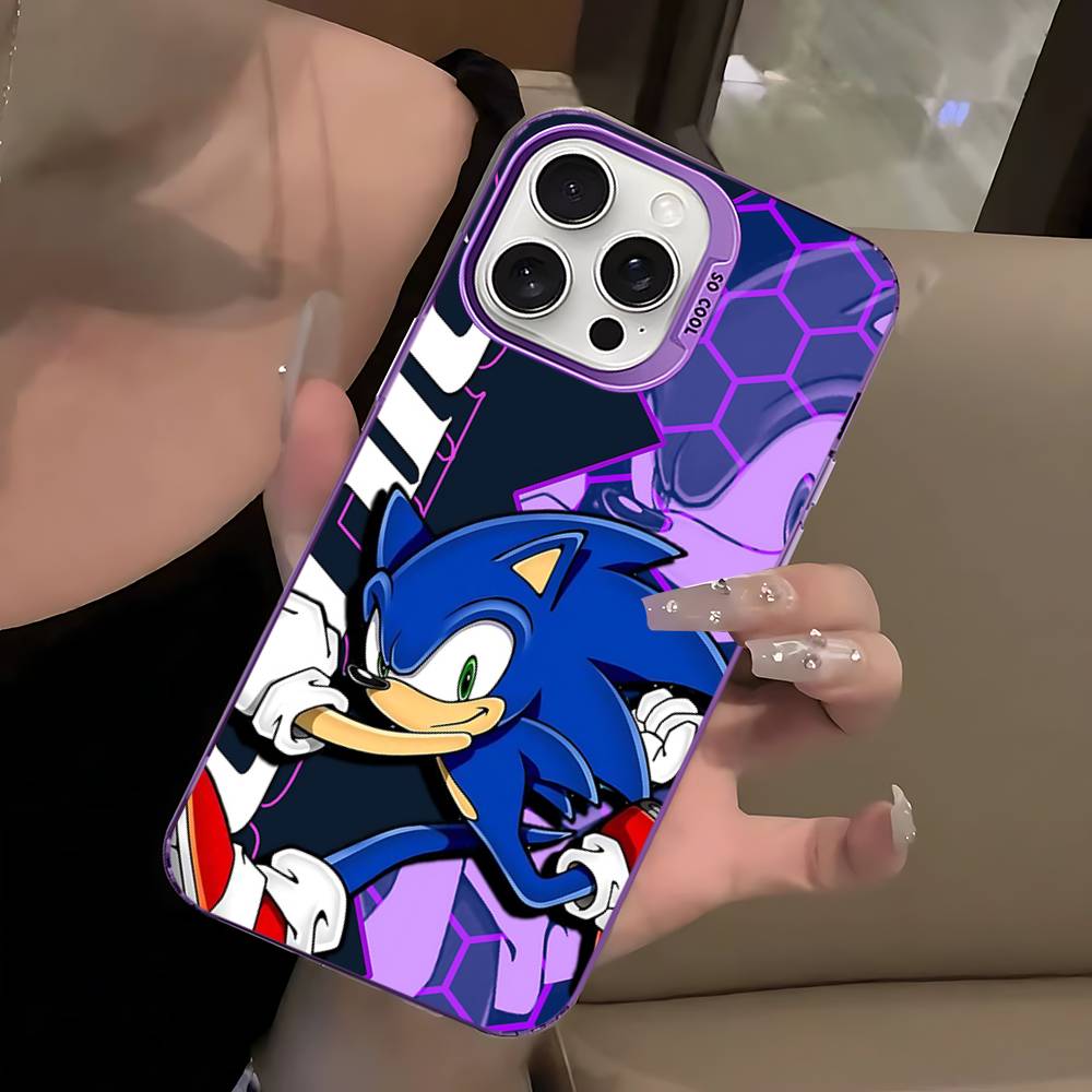 S-SonicS Anime For Iphone 15 14 13 Plus 17 16 12 11 Pro Max Matte Colored Silver Luxury Phone Cover