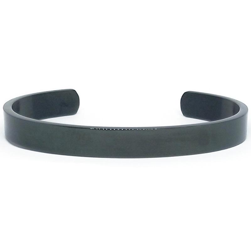 European-American Fashion C-Shaped Stainless Steel Men's Bracelet, V-Shaped Openable Polished Design, Vacuum Electroplated Titanium Steel.