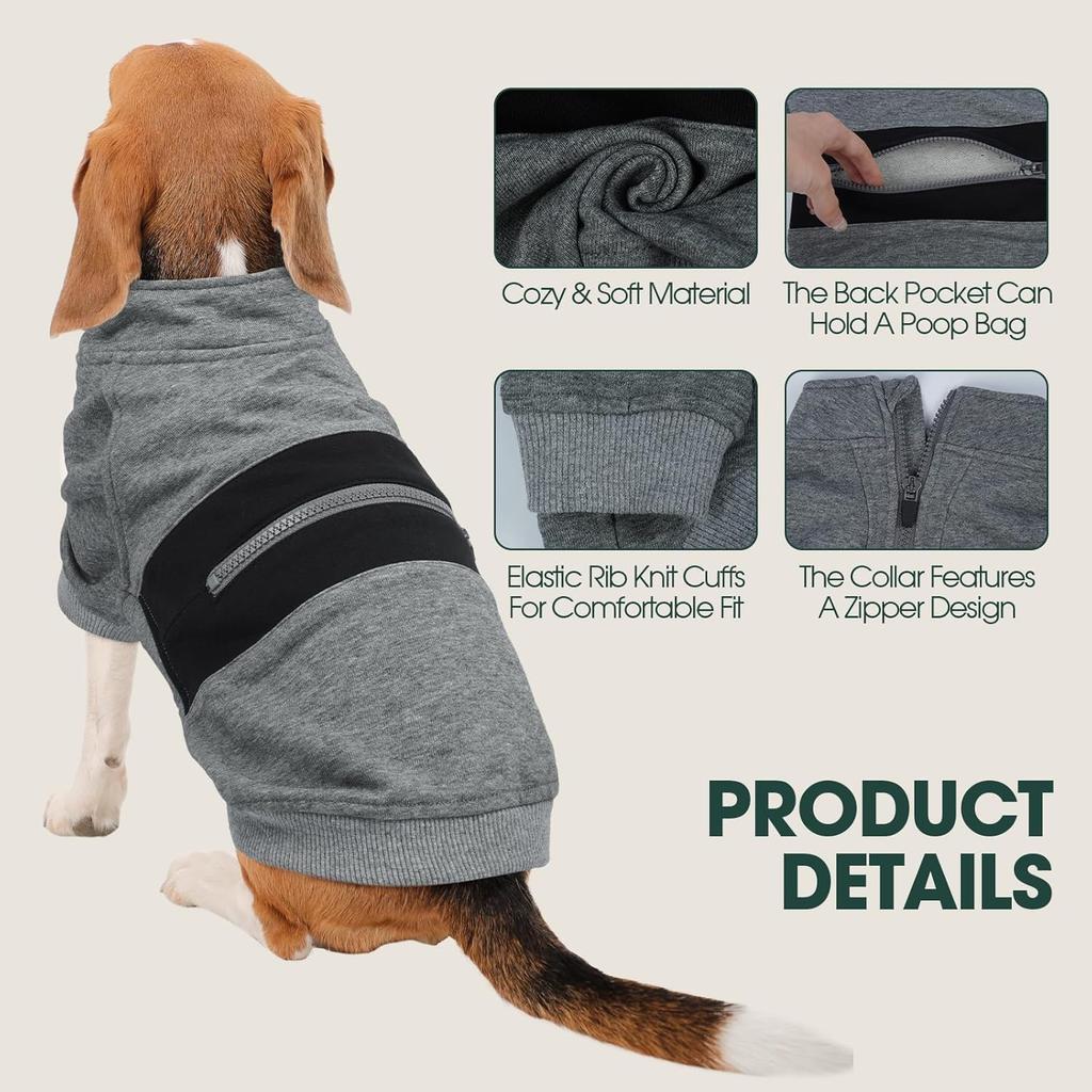 Kuoser Dog Sweatshirt, Winter Fall Warm Dog Sweater for Small Medium Sized Dogs Girl Boy, Cold Weather Pet Sweatshirts with Pocket Soft Doggie