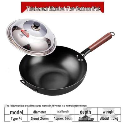 ChefSeven Nitrid Gusseisen Flachboden Induktionspfanne mit Deckel