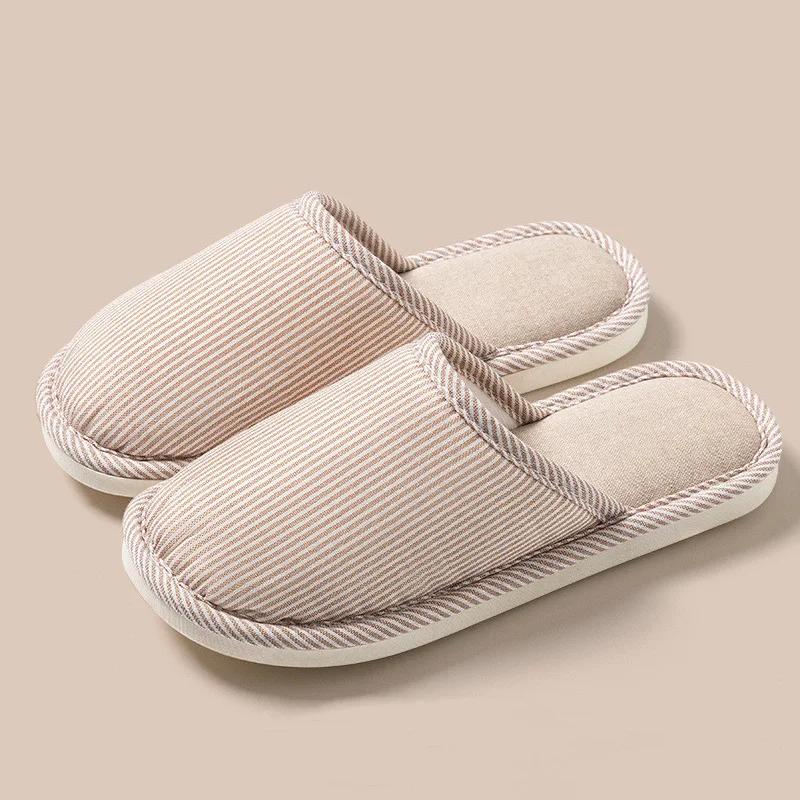 Linen Slippers Indoor Home Breathable Women Men Slides Linen Couples Anti-slip Shoes Beach Sandals Shoes Comfortable Flats