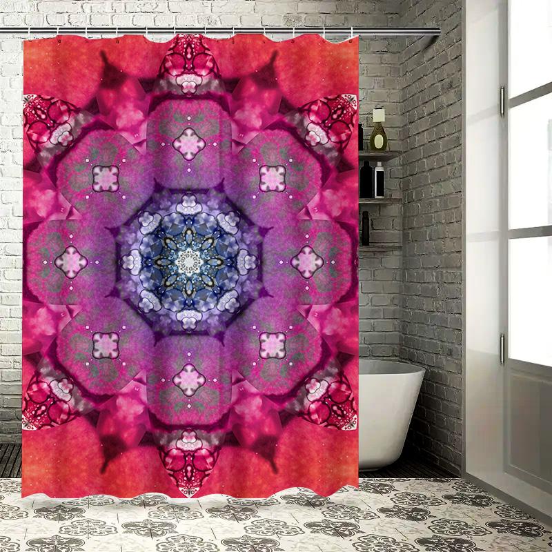 Luxury Flower Shower CurtainPink Purple Blue White Mandala Print Bathroom Decor Waterproof Custom Size Modern Home Decor