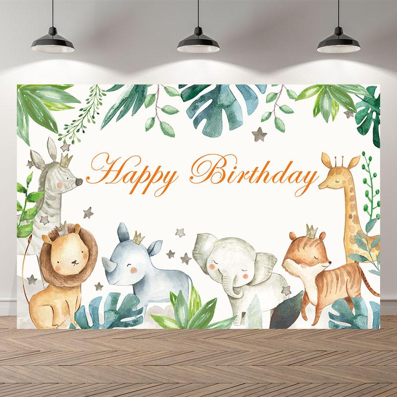 Safari Wild One Birthday Photography Backdrop Jungle Animals 1st Birthday Party Newborn Baby Room Wall Gifts Custom Background
