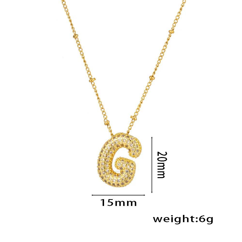 18K Gold-Plated Copper Necklace with Micro-Inlaid Zirconia & 26 Letter Pendant - Classic and Versatile European-American Jewelry