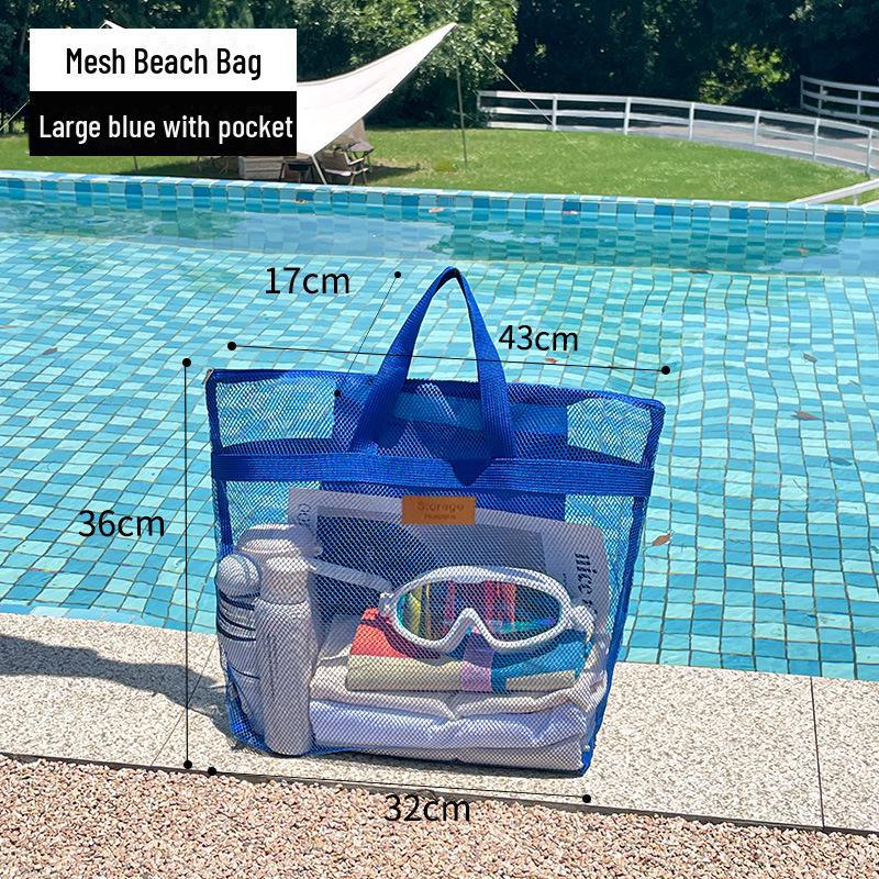 Large Capacity Mesh Beach Bag: Versatile Shoulder and Hand-Held Travel Wash Bag