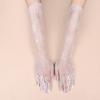 1 Pair Elegant Long Lace Wedding Gloves - 55cm Sheer Mesh Floral Gloves for Bridal, Halloween, Party & Evening Prom (1 Pair)
