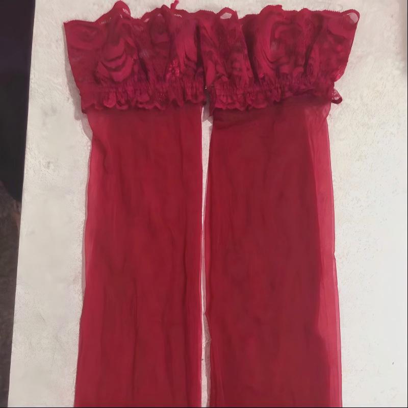 Elegant Lace Top Thigh-High Stockings - Flirty & Transparent Intimate Wear