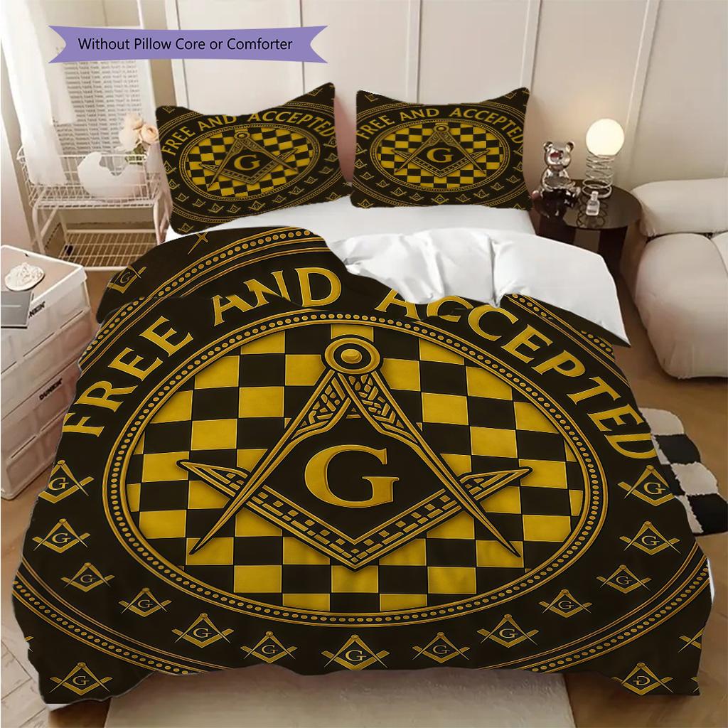 New World Order Illuminati bedding, duvet cover, pillowcase, home decoration, birthday gift (1 * duvet cover+2 * pillowcase, coreless)