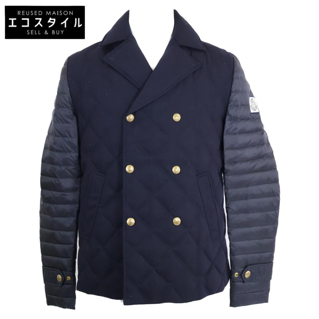 MONCLER GAMME BLEU GIUUBOTTO wool down jacket with nylon arm panels Jacket 2 NavyUsed