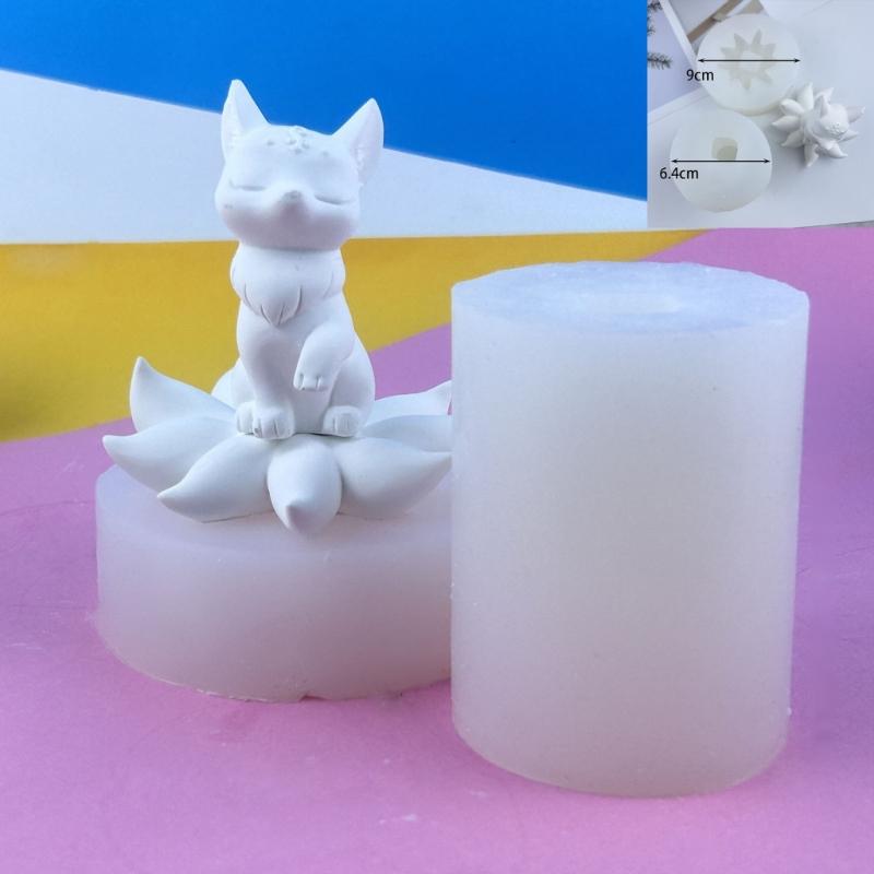 Nine Tails Foxes Silicone Molds DIY Epoxy Resin Molds Table Ornament Mould Candle Plaster Making Tool Easy to Clean