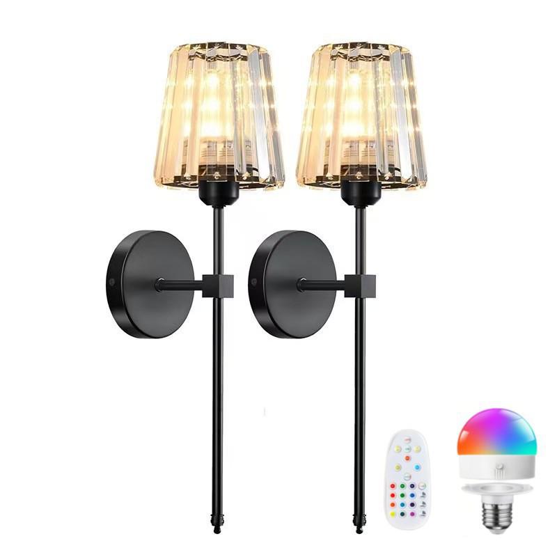 Wiederaufladbare RGB Fernbedienung Kristall Wandleuchte für Schlafzimmer & Wohnzimmer