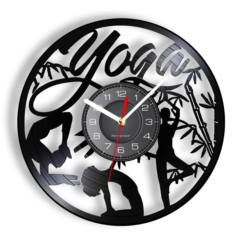 Om Yoga Studio Wall Clock Gymnastics Vinyl Record Wall Clock Zen Meditation Modern Design Decorative Clock Yogi Gift For Girl
