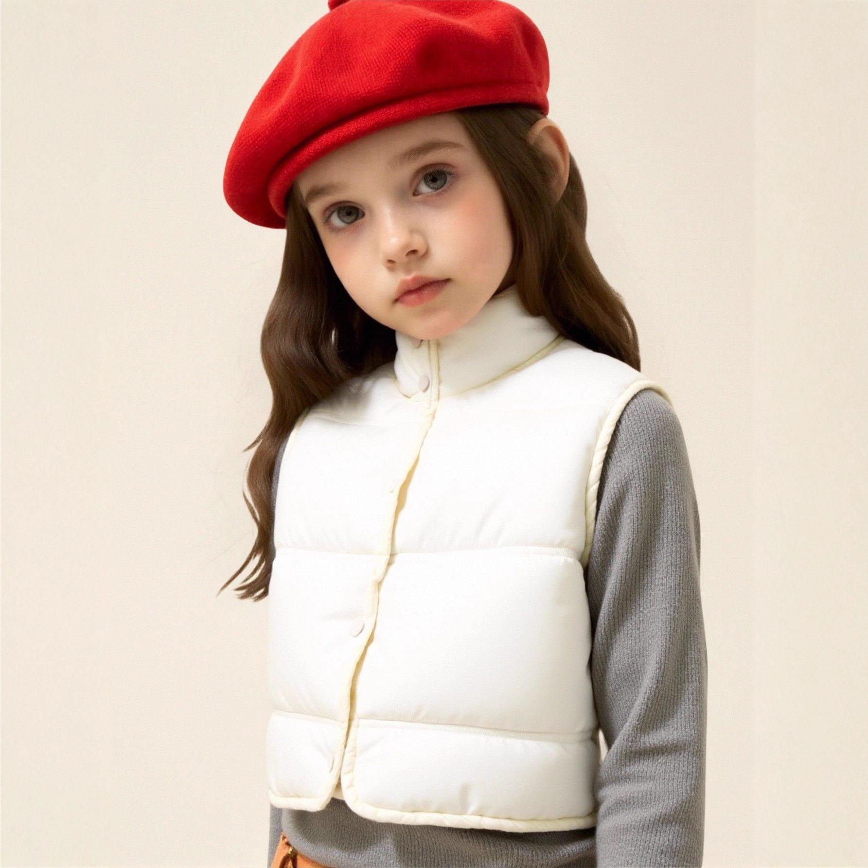 

Children s Vest Thickened Autumn/Winter Vest Stylish Outerwear Vest Short-Sleeve Loose-Fit Jacket for Boys & Girls 100cm/3Y белый