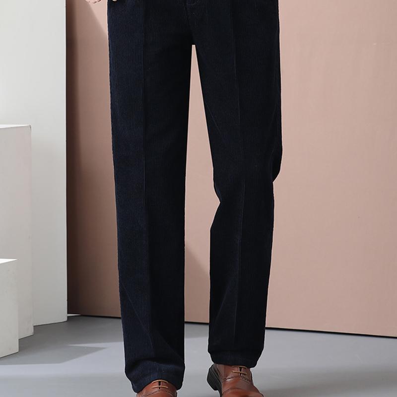 Corduroy Men Trousers Straight Thick Warm Autumn Winter Men Pants High Waist Men's Pants