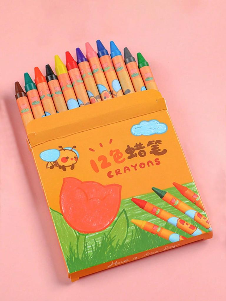 8/12 Stück Süße Tulpen-Buntstifte Kinder-Kleckfreie Handmalutensilien für den Kindergarten 8 Farben 12 Farben Ölpastelle Zeichenstifte Buntstifte