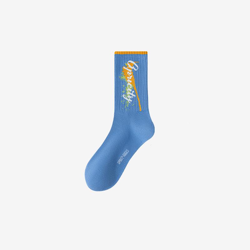 Men's Pure Cotton Mid-Calf Deodorant Sports Socks - Sweat-Absorbent & Breathable for Autumn/Spring