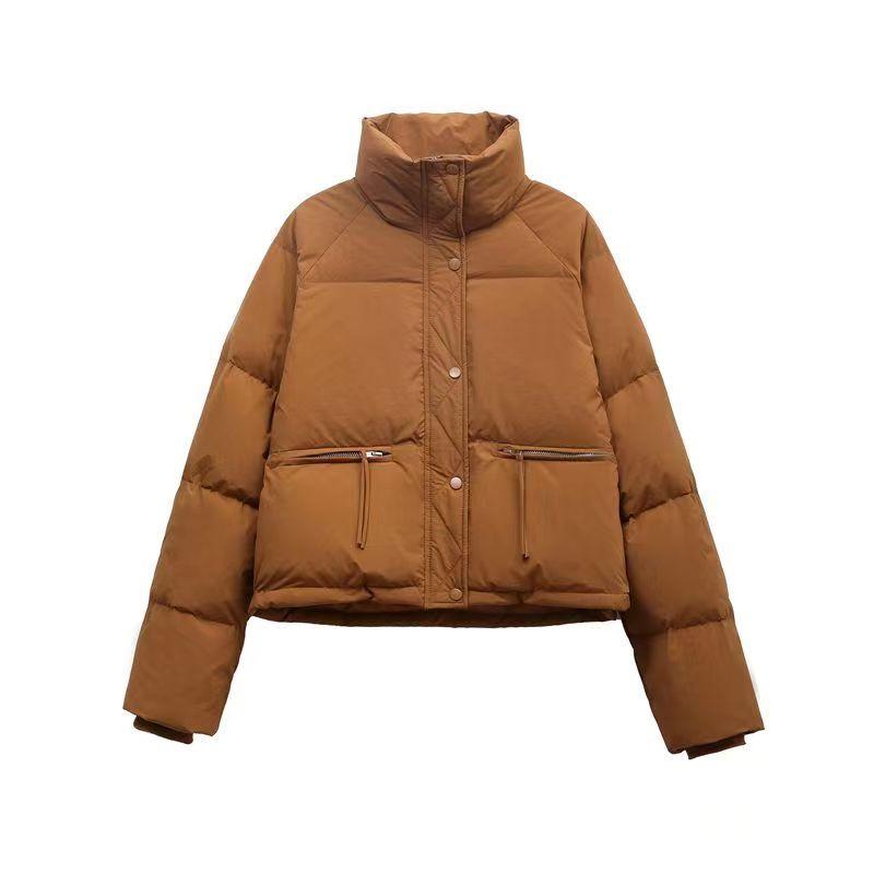 Dámská péřová bunda Stand Collar Zimní korejský styl Bílá kachní péřová lehký kabátek
