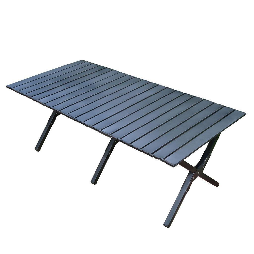 Portable Outdoor Folding Carbon Steel Roll-Up Table and Chairs Set for Camping, Picnics, or BBQs.