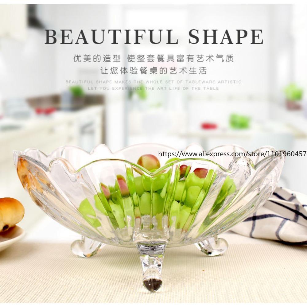 Amber European Style Large Lead-free Glass Fruit Platter