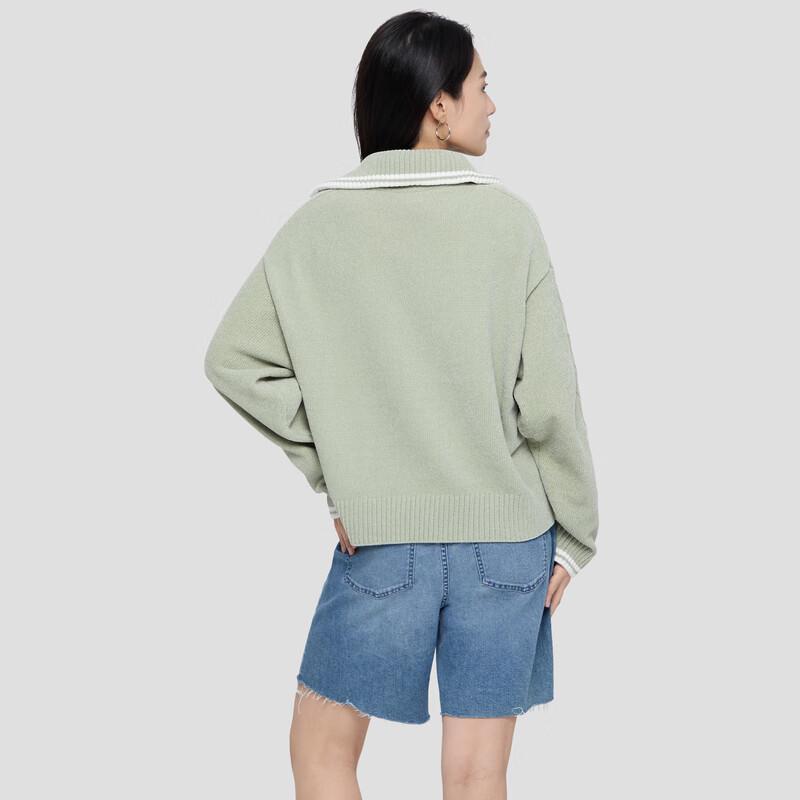 Gap Blusa de Tricô Feminina com Bordado em Chenille e Zíper Meio