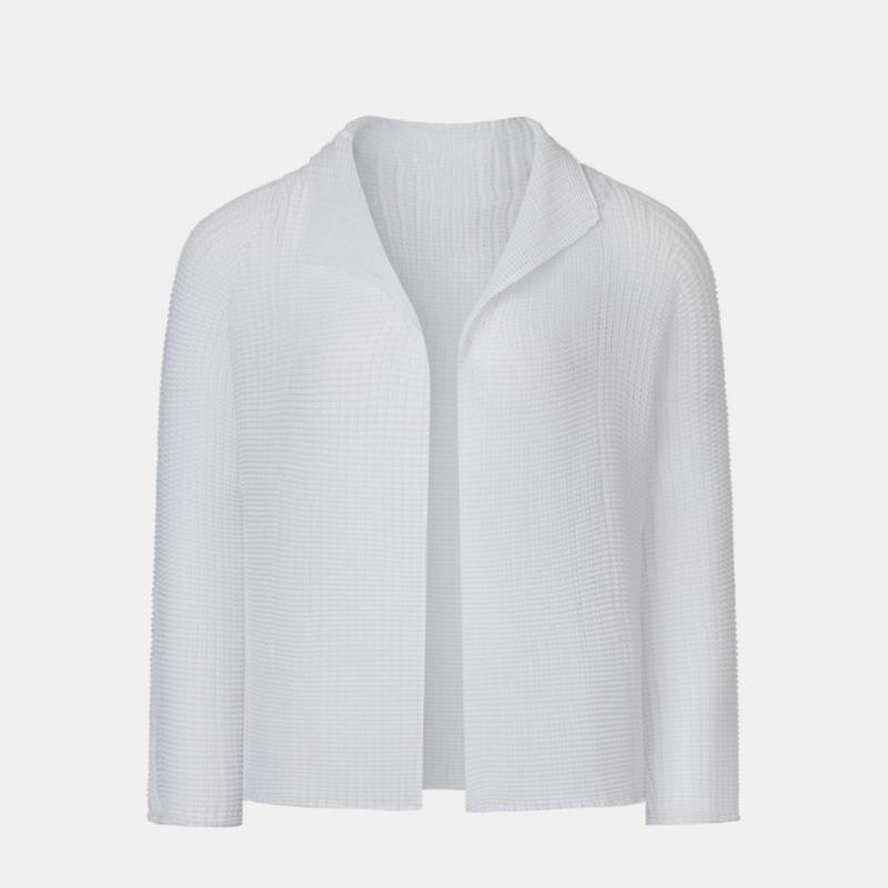 Pleats Me Mesh Open Collar Cardigan Epcdm126008