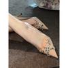 Pointed nude rhinestone high heels women's thin heels patent leather sexy versatile and thin professional commuting shoes