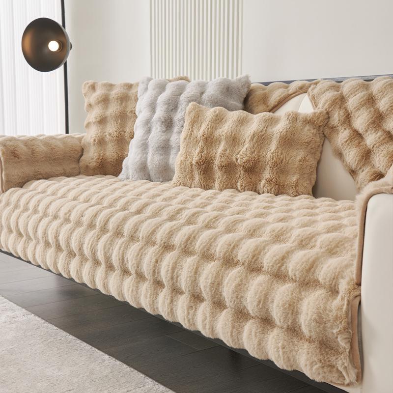 

Роскошная нескользящая подушка для дивана из искусственного кроличьего меха - Уютный зимний плюшевый чехол на сиденье 70x150 cm