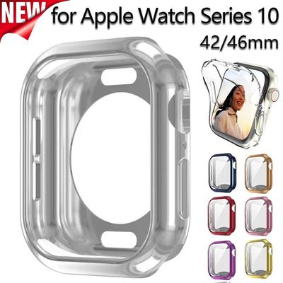 TPU Hülle mit Aussparung für Apple Watch 42mm 46mm 44mm 45mm 40 41mm Weiche Bumper Schale für iWatch Serie 10 9 8 7 6 5 4 Abdeckung Schutz