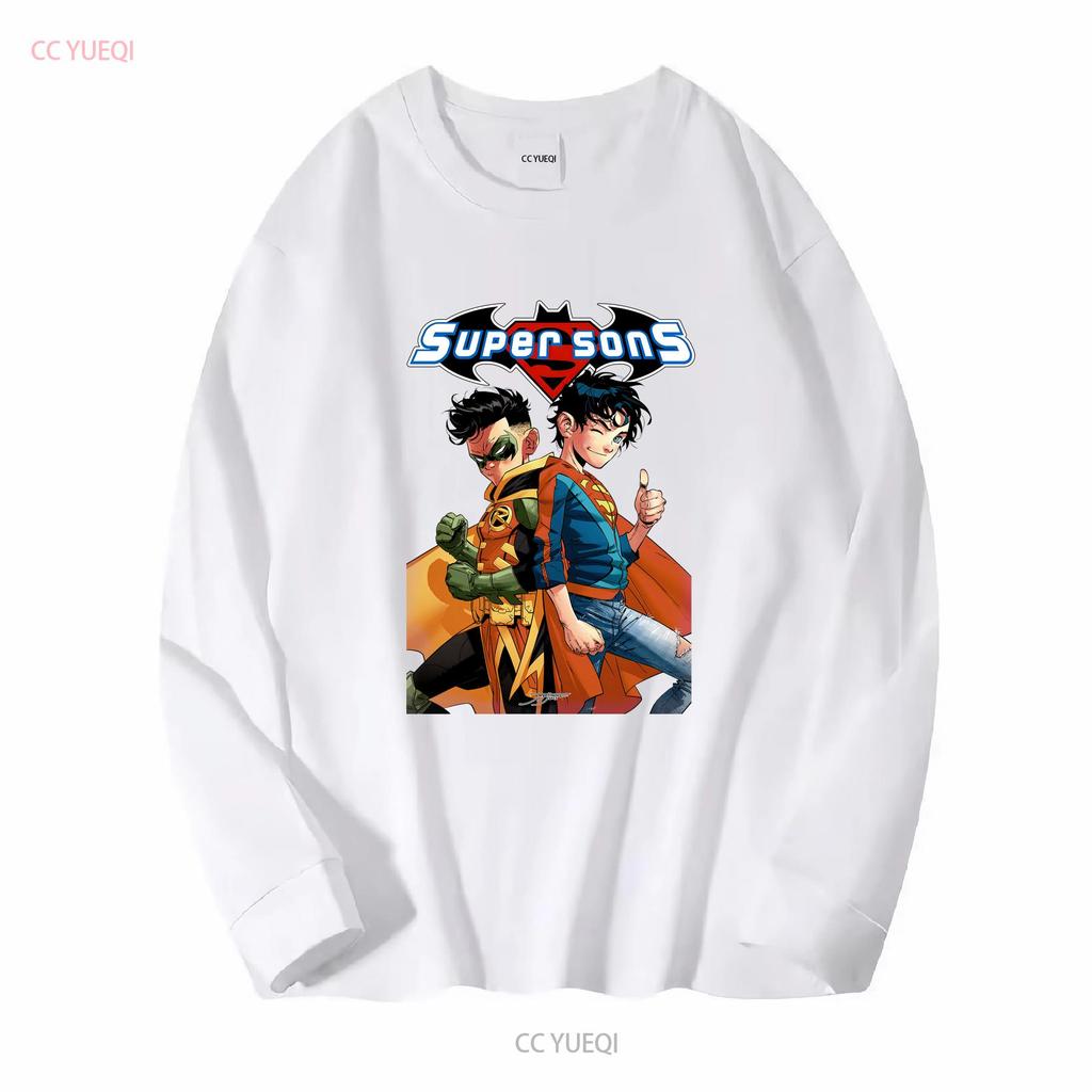Super Sons T-Shirt Superboy Robin Damian Wayne Jon Kent Jimenez Kunst vintage Gewaschen Weich Streetwear Oberteil für den Alltag