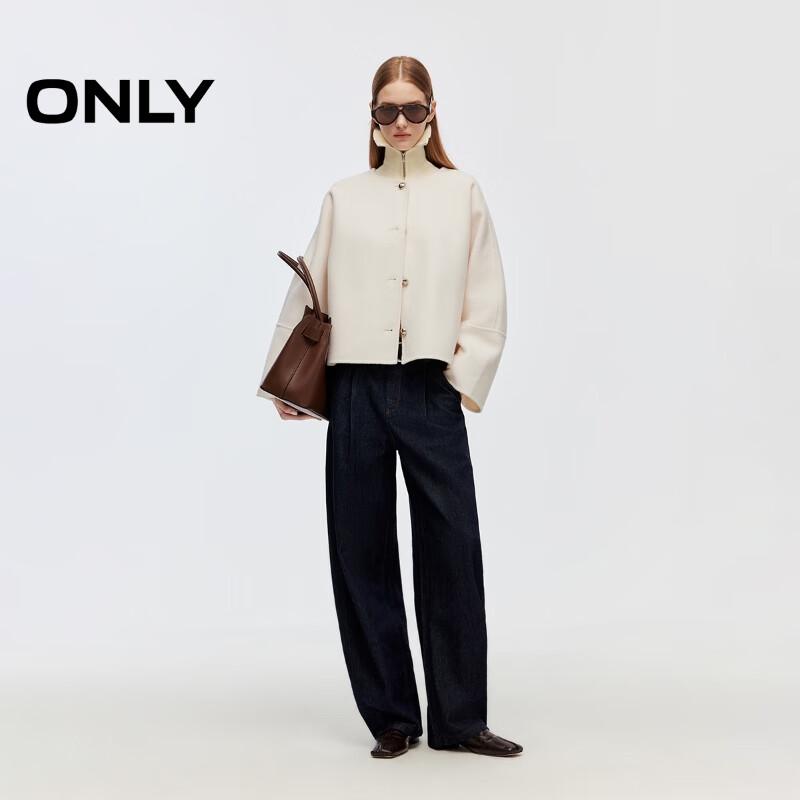 ONLY Women's 3D Button Loose Fit Short Wool Blend Coat